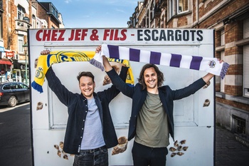 Mathias Declercq en Maarten Verdoodt, woordvoerders van voetbalclubs RSC Anderlecht en Union Saint-Gilloise