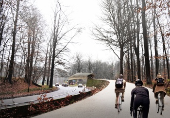 De toekomstige fietsbrug voor fietssnelweg F29 over het Vierarmenkruispunt in Tervuren