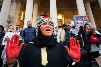 Zondag 7 januari 2024: protest tegen het geweld in Gaza aan het Beursgebouw