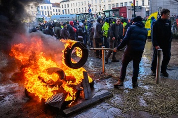 1 februari 2024: boerenprotest op het Luxemburgplein naar aanleiding van een Europse top