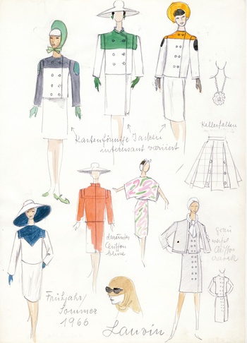 SLT0324 Sketches of designs for the Jeanne Lanvin 1966