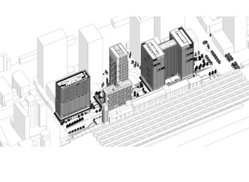 Deze torens met kantoren, winkels en appartementen komen in de Vooruitganstraat in Schaarbeek, op de plaats waar het CCN-complex stond.