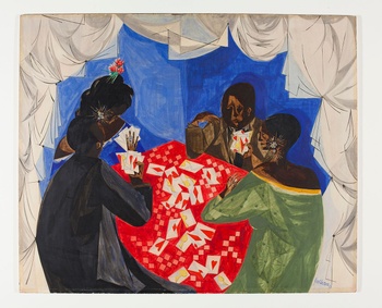 SLT0225 When we see us Jacob Lawrence The Card Game Tempera on board
