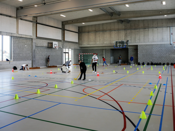 De sporthal - met fantastisch uitzicht over de stad - in de Picardstraat.