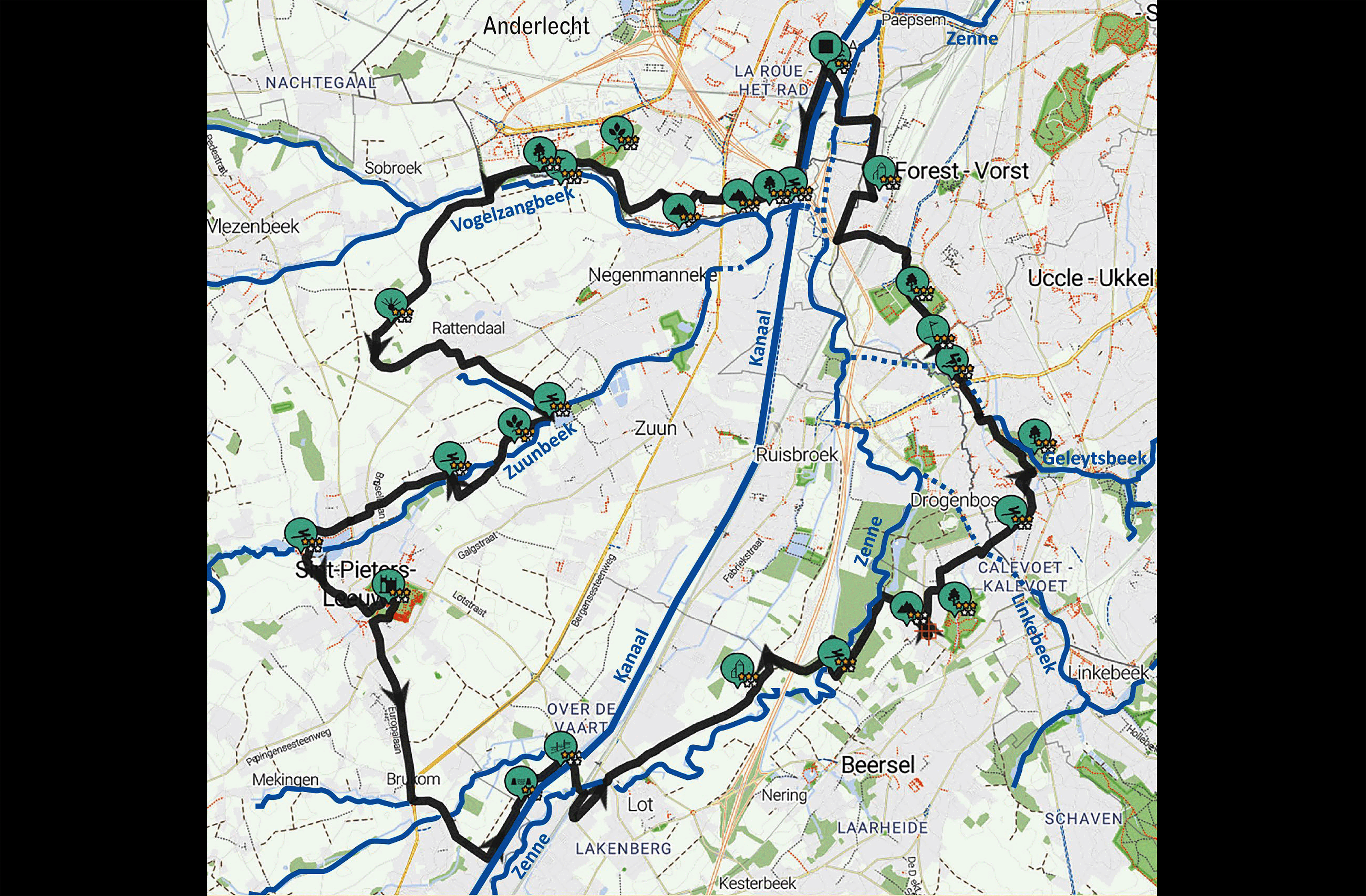 Coördinatie Zenne, Kanaaltochten Brabant en de gemeente Anderlecht hebben op 31 mei 2023 het parcours van een nieuwe interregionale fietslus van 29 kilometer onthuld