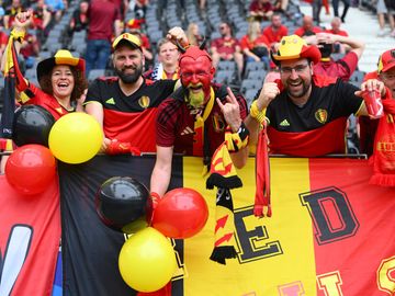 17 juni 2024: supporters van de tijdens de eerste wedstrijd van de Rode Duivels op het EK voetbal 2024 de eerste groepswedtrijd tegen Slowakije