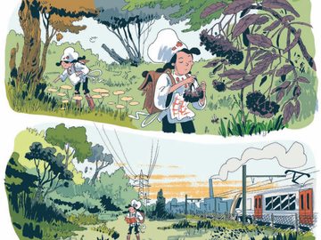 'Yasmina en de aardappeleters' van Wauter Mannaert, te zien in de overzichtstentoonstelling in het Stripmuseum.