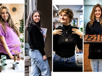 Sarah Aibeche, Rocio Hernandez Viciana, Louise Berteau en Florencia Ahuma Segura testen alle vier met de steun van hub.brussels hun eigen winkelconcept in een pop-up store