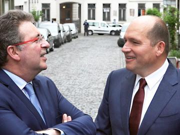 Minister-President Rudi Vervoort en burgemeester Brussel-Stad Philippe Close