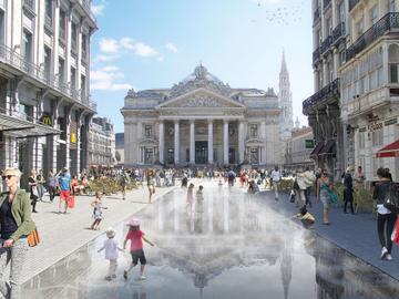 Simulatiebeeld heraanleg Beursplein en Auguste Ortsstraat