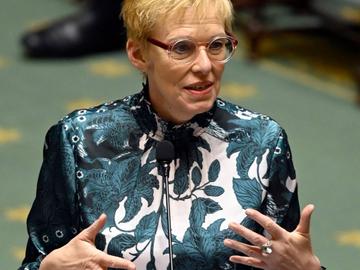Karine Lalieux, federaal minister van Pensioenen en Maatschappelijke Integratie