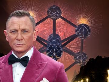 Daniel Craig, alias James Bond voor Atomium (montage)