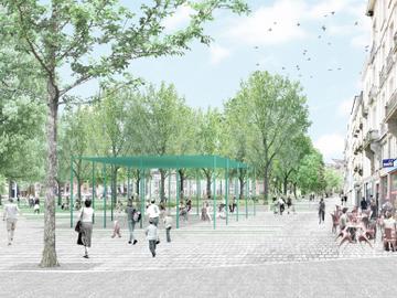 Simulatiebeeld van hoe het Marie Jansonplein er eind 2022 zal uitzien.