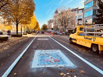 Op de zuidelijke ventweg van de Tervurenlaan wordt een fietspad aangelegd