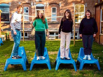 Centrumverantwoordelijken Bastiaan Wildemeersch (GC Pianofabriek), Eva Wilsens (GC De Markten), Dorien Herremans (GC Nekkersdal) en Frisia Donders (GC Kontakt)