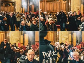 Burgerprotest tijdens de gemeenteraad in Schaarbeek op 15 februari 2023