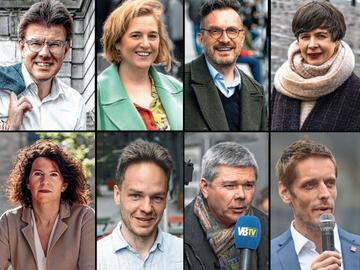 Kopstukken van Nederlandstalige politieke partijen in het Brussels Gewest: Sven Gatz (Open VLD), Elke Van den Brandt (Groen), Pascal Smet (one.brussels-Vooruit), Cieltje Van Achter (N-VA), Bianca Debaets (CD&V)
