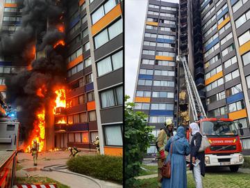 De brand in de woontoren aan de Van Overbekelaan in Ganshoren, tijdens op 27 juni en de dag nadien, op 28 juni 2023