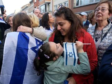 9 oktober 2023: steunbijeenkomst voor de staat Israël aan de Israëlische ambassade in Brussel na de aanvallen van de Palestijnse terreurorganisatie Hamas