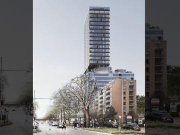 Zicht op het Westside-project vanaf de Sylvain Dupuislaan in Anderlecht