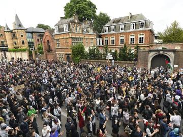 30 mei 2024: demonstratie tegen het conflict tussen Israël en Hamas, aan de Israëlische ambassade in de Sterrewachtlaan in Ukkel