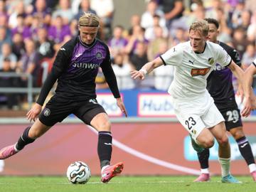 Anderlecht's Kasper Dolberg Rasmussen scoring the 1-0 goal during a soccer game between Belgian soccer team RSC Anderlecht and the swedisch soccer team BK Hacken
