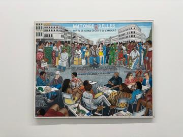 Werk van Chéri Samba in 'Eine Stadt als Atelier' in het Kölnischer Kunstverein.