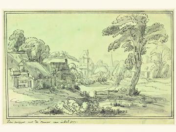 De tekening 'Zicht op Ukkel' is van de hand van Ferdinand-Joseph Derons.