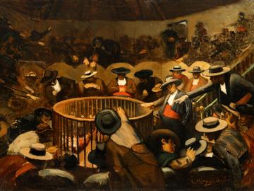 De Koninklijke Musea voor Schone Kunsten van België (KMSKB) konden recent hun collecties uitbreiden met Hanengevecht van Constantin Meunier (1883).
