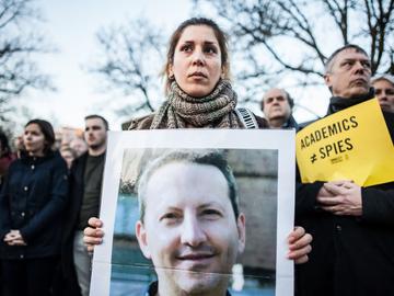 Amnesty International protest veroordeling Ahmadreza Djalali VUB gastdocent uit Iran en Hamid op 14 februari 2017