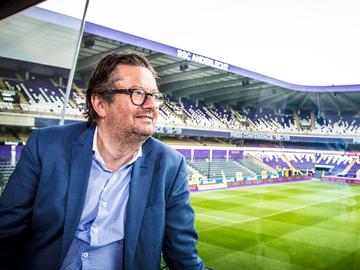 Marc Coucke, voorzitter RSC Anderlecht, in het Constant Vanden Stockstadion