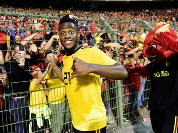 Michy Batshuayi na de vriendschappelijke wedstrijd tegen Costa Rica als voorbereiding op het WK in Rusland