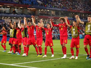 De Rode Duivels op het WK 2018 na de in Kaliningrad gewonnen wedstrijd tegen Engeland