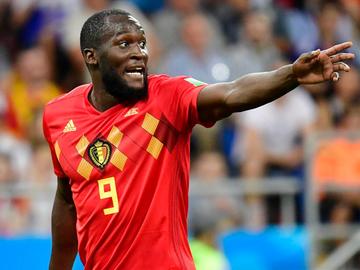 Romelu Lukaku in de wedstrijd van de Rode Duivels tegen Japan in de achtste finales op het WK2018