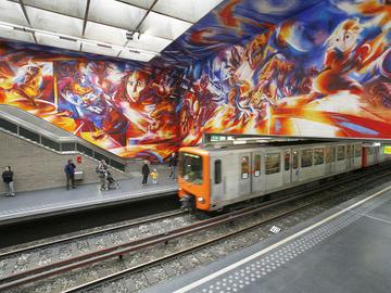 Metrostation Hankar: muurschildering door Roger Somville