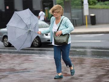onweer regen paraplu windstoten rukwinden beaufort