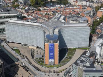 Berlaymontgebouw Europese Gemeenschap hoofdkantoor Europese Commissie Wetstraat luchtbeeld