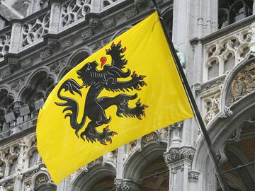 Het stadhuis van Brussel met Vlaamse vlag Vlaanderen Vlaamse feestdag