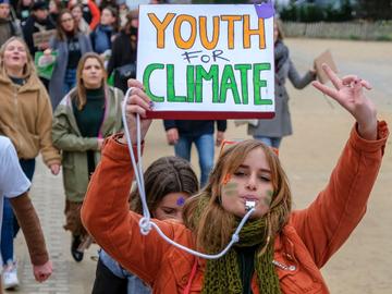 Klimaatspijbelaars op donderdag 10 januari 2019, een initiatief van Youth For Climate