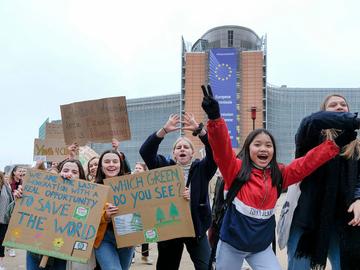 'Spijbelen voor het klimaat', een initiatief van de Vlaamse leerlingen van Youth For Climate, om te protesteren tegen de klimaatverandering