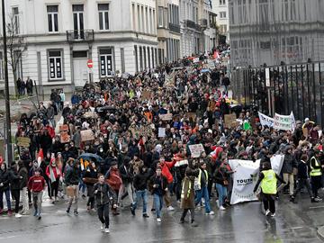 Klimaatspijbelaars op donderdag 17 januari 2019, de tweede manifestatie van Youth for Climate