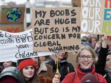 Donderdag 17 januari 2019: leerlingen uit het secundair onderwijs spijbelen opnieuw om in Brussel te manifesteren tegen het gebrek aan politieke actie tegen klimaatverandering