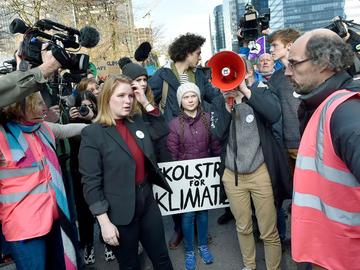 21 februari 2019: 'Spijbelen voor het klimaat', een initiatief van Youth For Climate, met Kyra Gantois, en de Zweedse intiatiefneemster Greta Thunberg