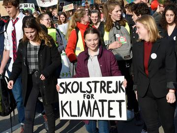 21 februari 2019: 'Spijbelen voor het klimaat', een initiatief van Youth For Climate, met Greta Thunberg en Kyra Gantois