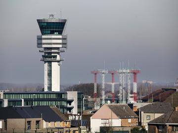 Controletoren van Skeyes, het vroegere Belgocontrol, op Brussels Aiport, de luchthaven van Brussel