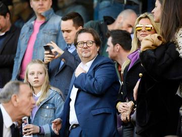Marc Coucke, voorzitter van RSC Anderlecht, in de tribune tijdens de wedstrijd tussen RSC Anderlecht en Club Brugge op 24 februari 2019