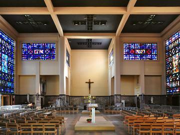 Het interieur van de Sint-Suzannakerk in Schaarbeek