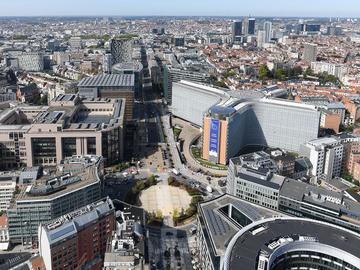 Het Schumanplein, midden in de Europese wijk