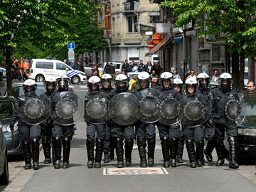 Oproerpolitie in Brussel