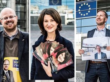 Montage Europese verkiezingen Gilles Goodall (19) Eduard Hulicius (Tjechische Christen-Democratische Partij) Lara Wolters (PVDA)